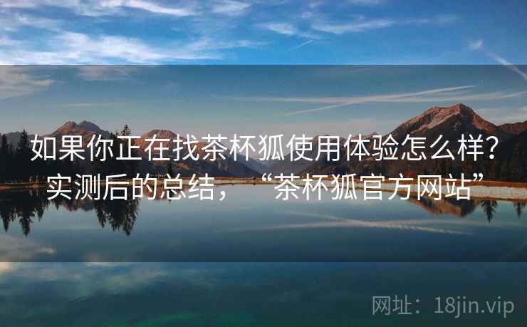 如果你正在找茶杯狐使用体验怎么样？实测后的总结，“茶杯狐官方网站”