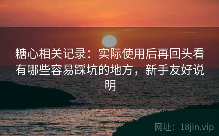 糖心相关记录：实际使用后再回头看有哪些容易踩坑的地方，新手友好说明