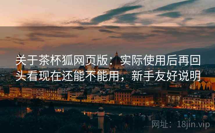 关于茶杯狐网页版：实际使用后再回头看现在还能不能用，新手友好说明